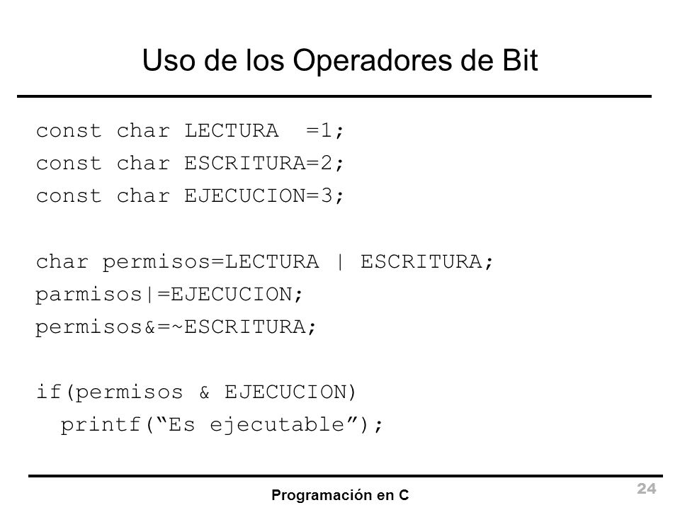 Uso de los Operadores de Bit