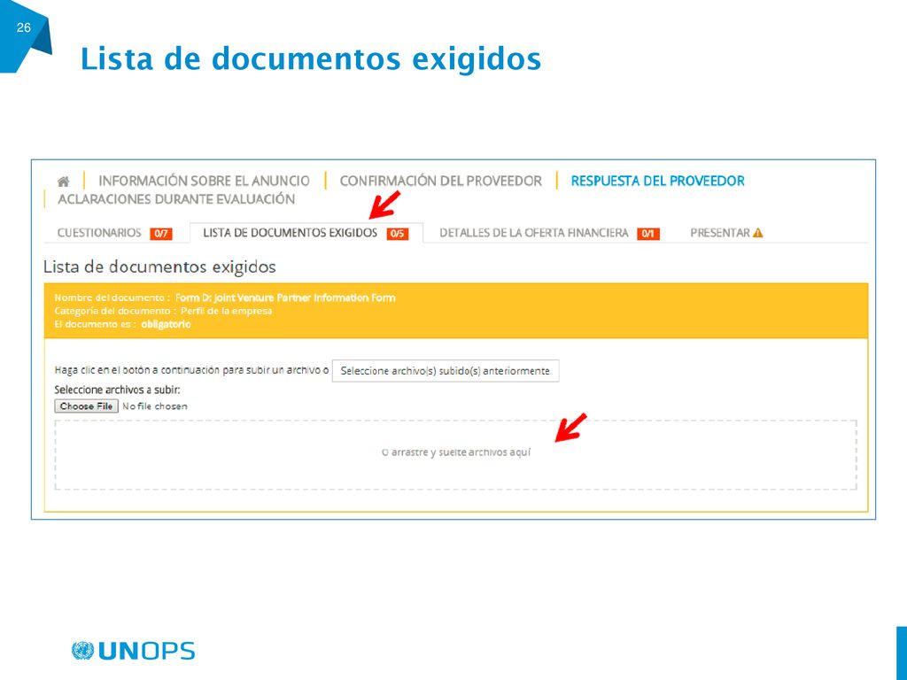 Lista de documentos exigidos
