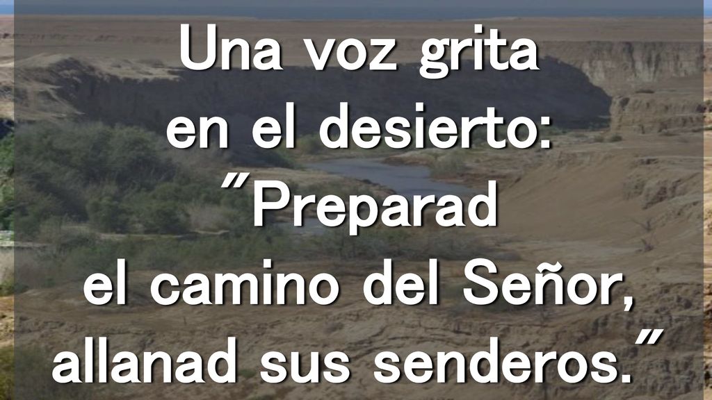 Una voz grita en el desierto: Preparad el camino del Señor, allanad sus senderos.
