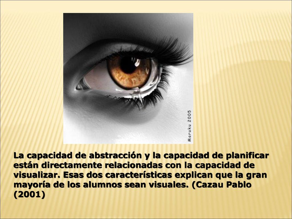 La capacidad de abstracción y la capacidad de planificar están directamente relacionadas con la capacidad de visualizar.