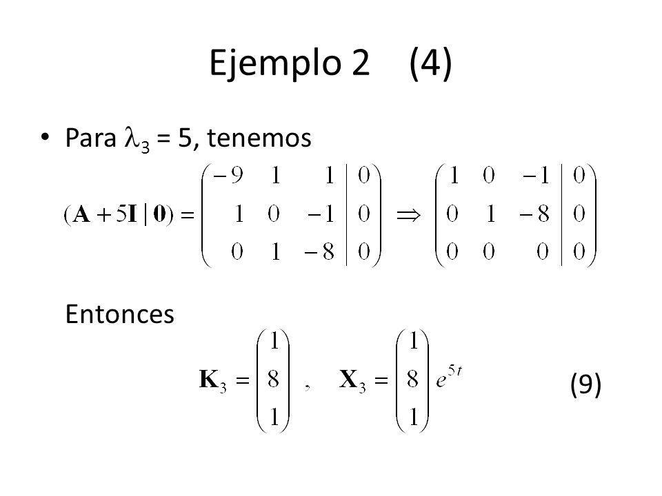Ejemplo 2 (4) Para 3 = 5, tenemos Entonces (9)