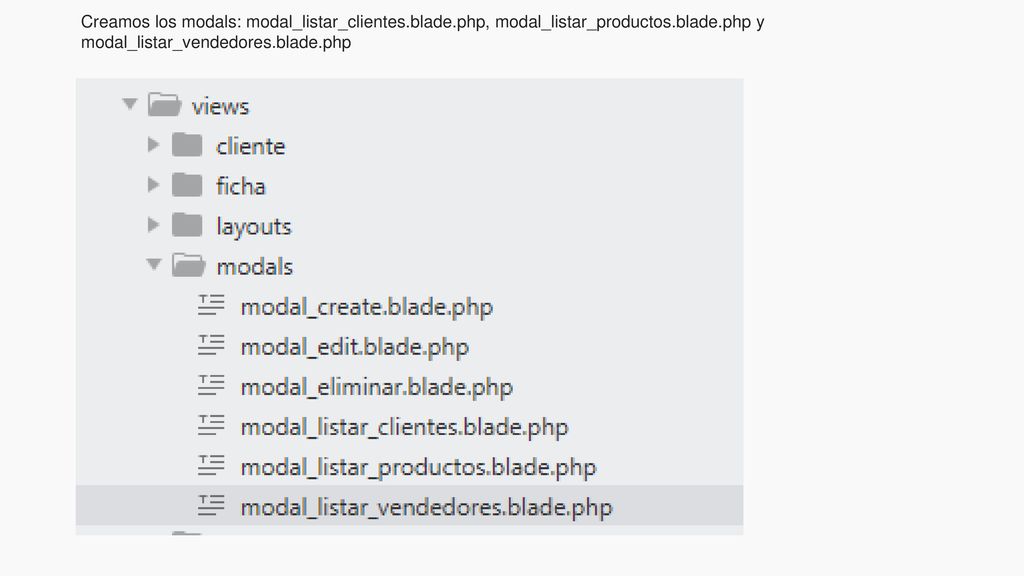 Creamos los modals: modal_listar_clientes. blade