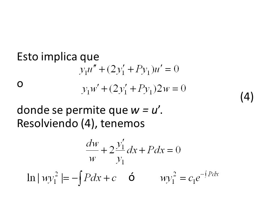Esto implica que. o. (4) donde se permite que w = u’
