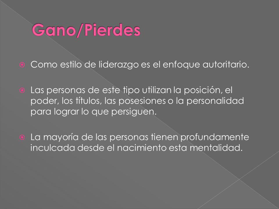 Gano/Pierdes Como estilo de liderazgo es el enfoque autoritario.