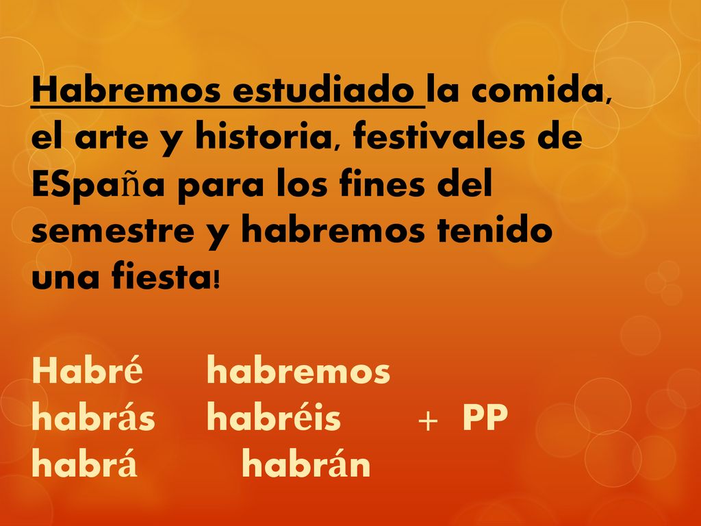 Habremos estudiado la comida, el arte y historia, festivales de ESpaña para los fines del semestre y habremos tenido una fiesta.