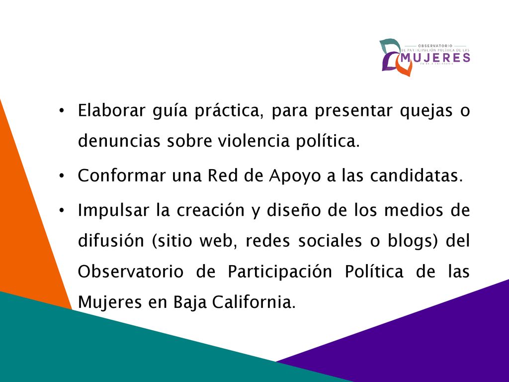 Elaborar guía práctica, para presentar quejas o denuncias sobre violencia política.