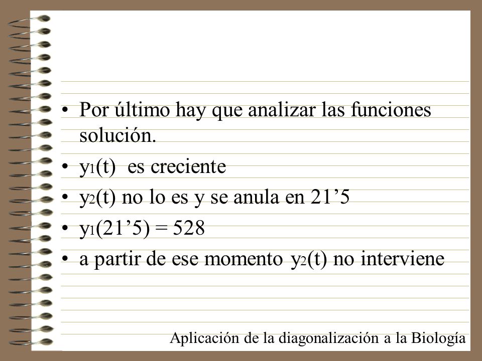 Por último hay que analizar las funciones solución. y1(t) es creciente