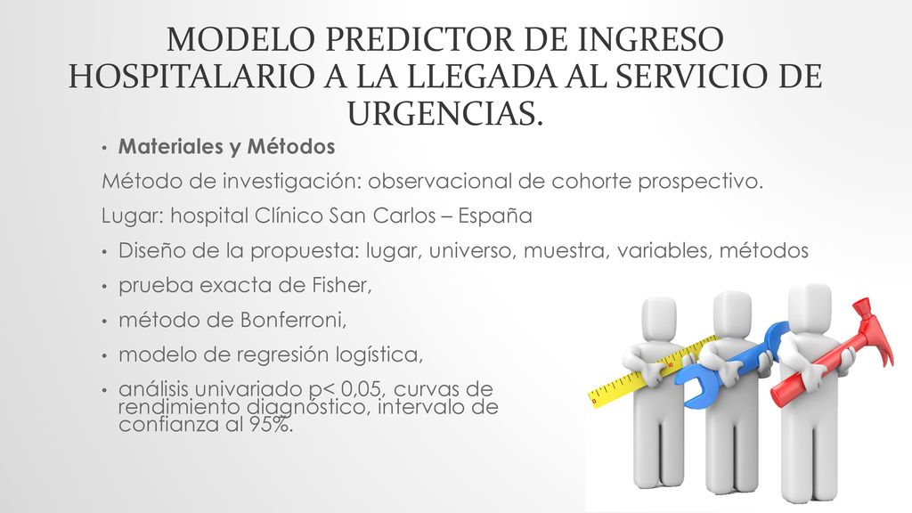 Modelo predictor de ingreso hospitalario a la llegada al servicio de urgencias.