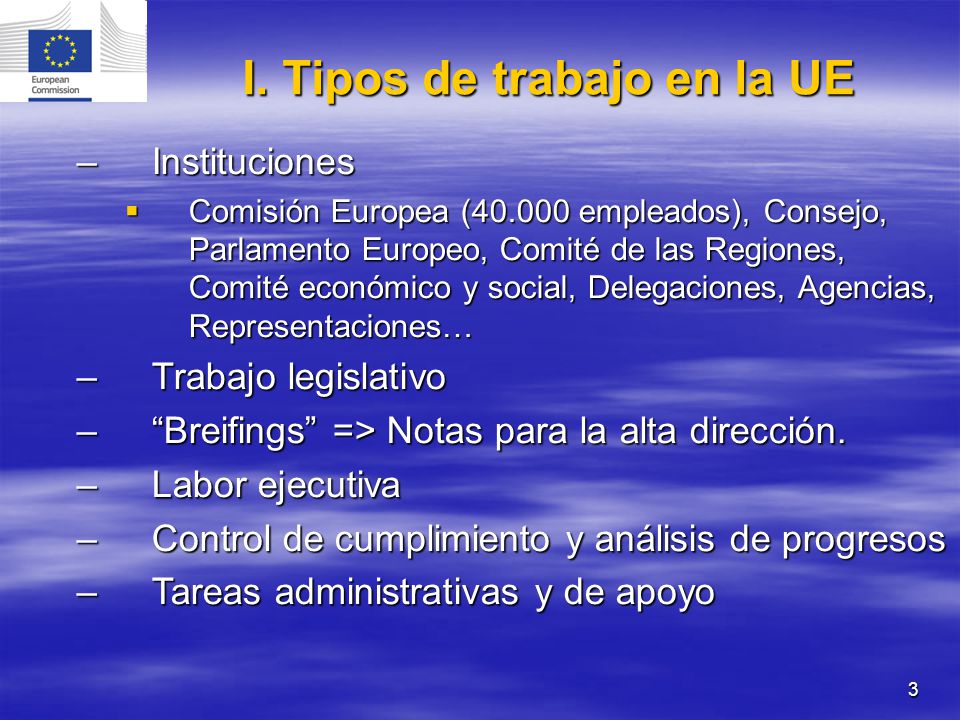 I. Tipos de trabajo en la UE