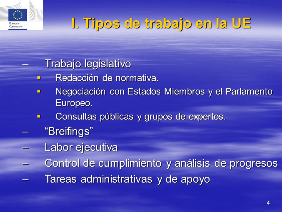 I. Tipos de trabajo en la UE