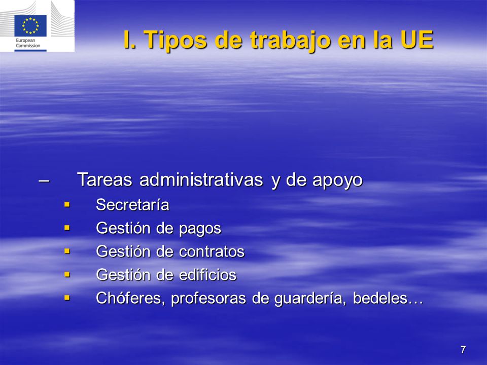 I. Tipos de trabajo en la UE