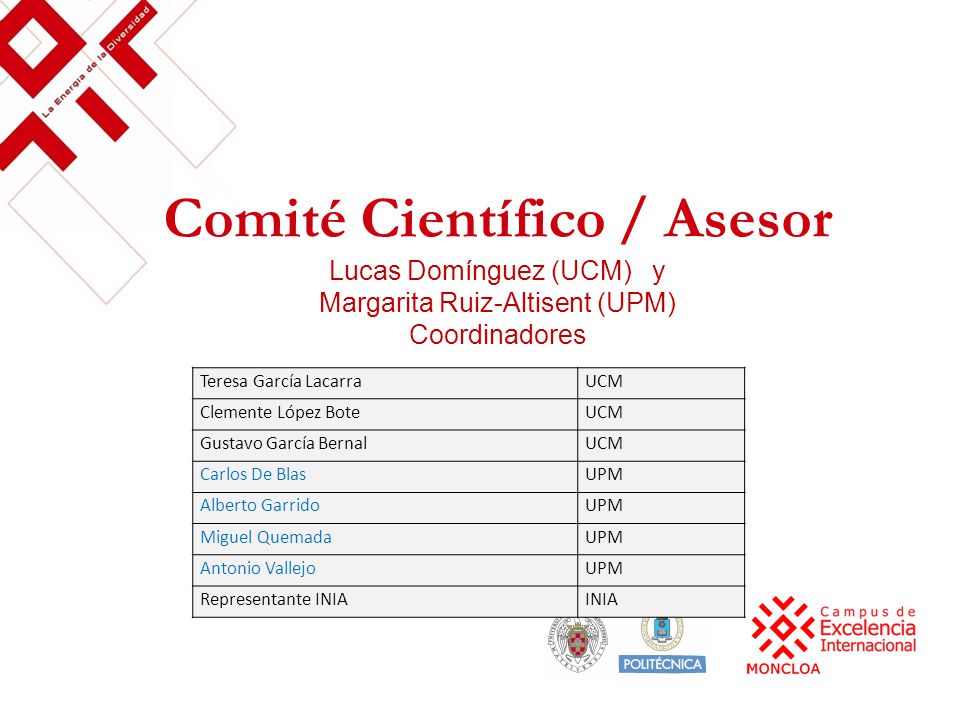 Comité Científico / Asesor Lucas Domínguez (UCM) y Margarita Ruiz-Altisent (UPM) Coordinadores