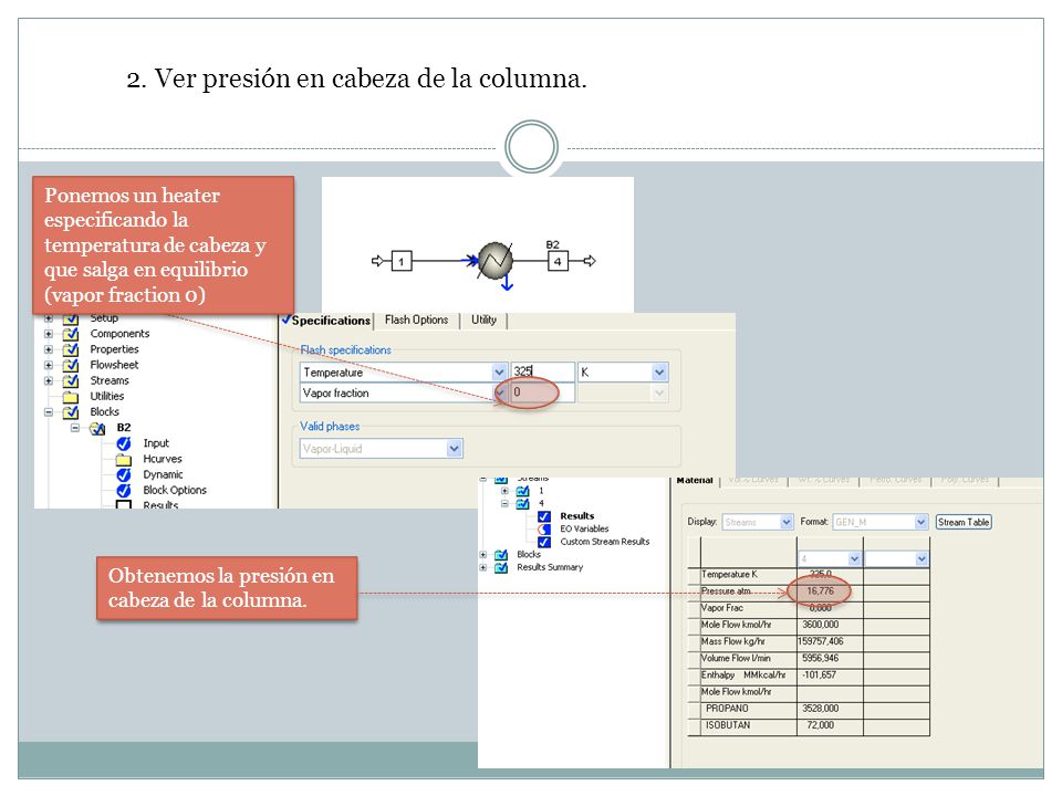 2. Ver presión en cabeza de la columna.