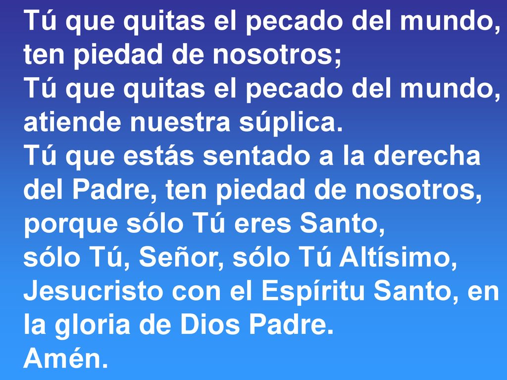 Tú que quitas el pecado del mundo, ten piedad de nosotros;