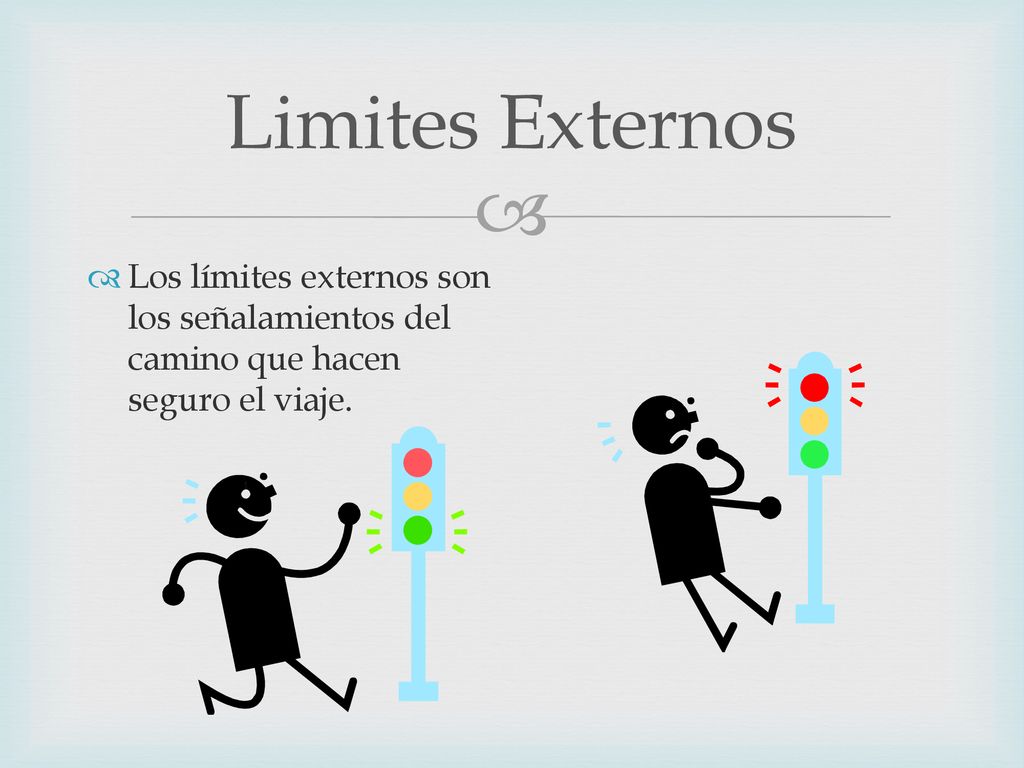 Limites Externos Los límites externos son los señalamientos del camino que hacen seguro el viaje.