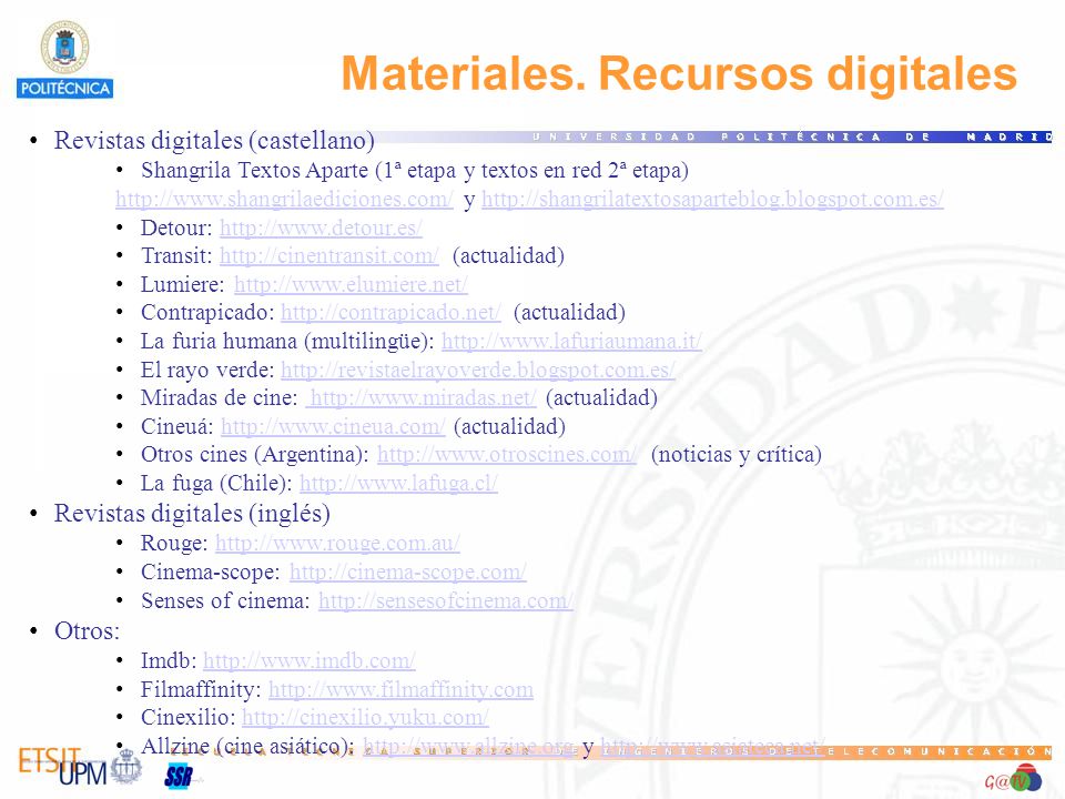 Materiales. Recursos digitales
