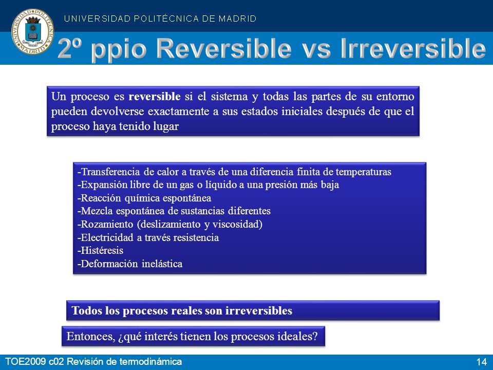 2º ppio Reversible vs Irreversible