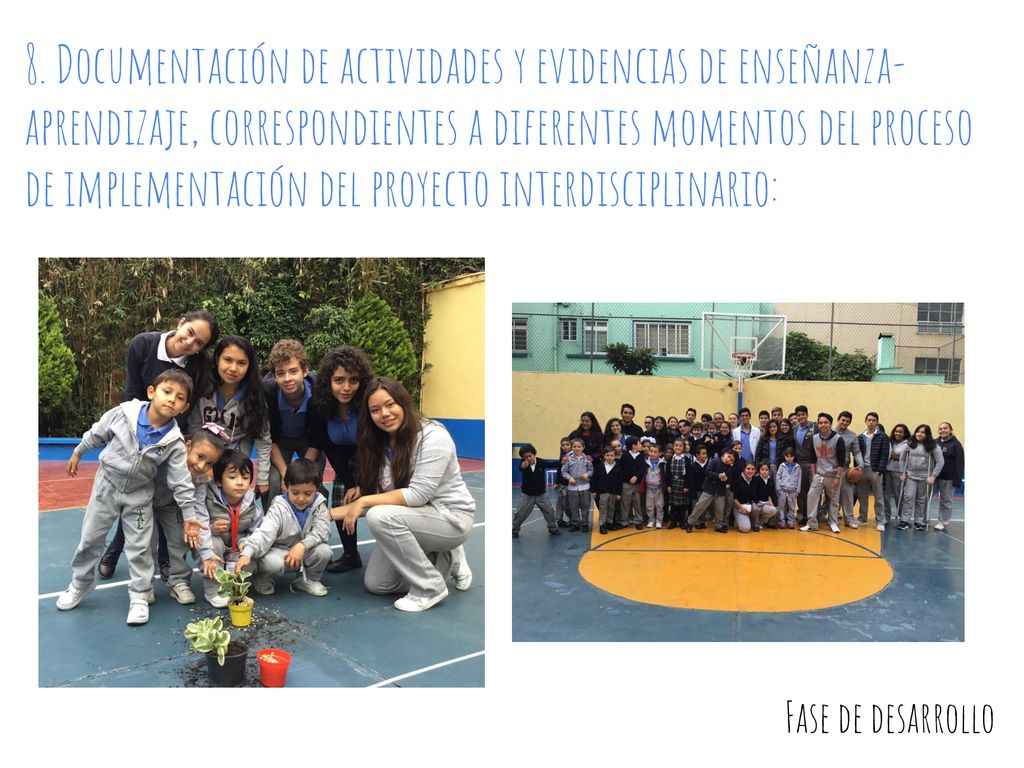 8. Documentación de actividades y evidencias de enseñanza-aprendizaje, correspondientes a diferentes momentos del proceso de implementación del proyecto interdisciplinario:
