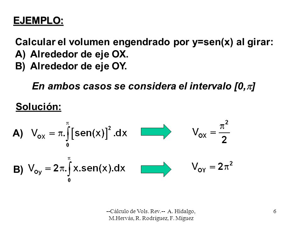 Calcular el volumen engendrado por y=sen(x) al girar:
