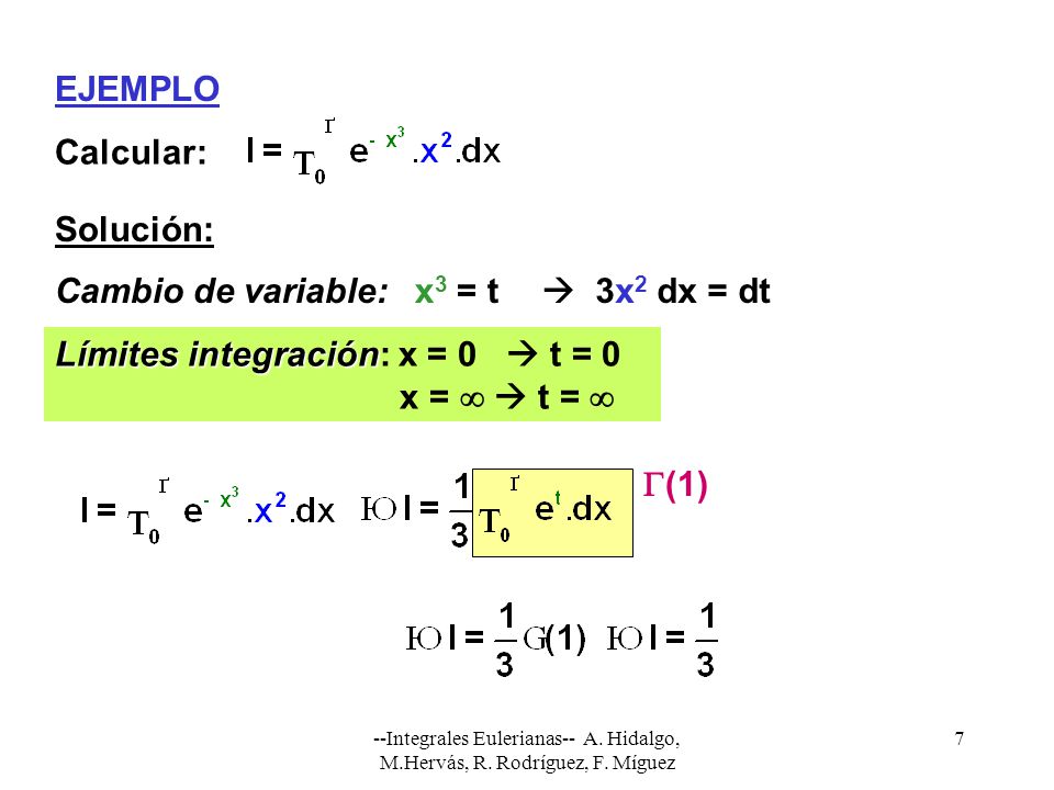 Límites integración: x = 0  t = 0 x =   t = 