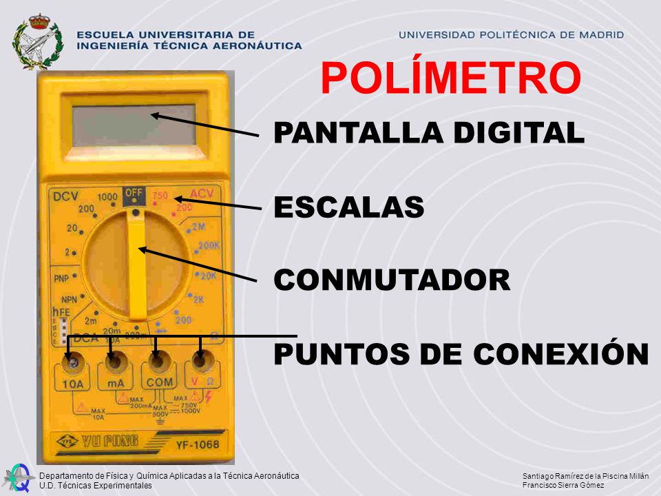 POLÍMETRO PANTALLA DIGITAL ESCALAS CONMUTADOR PUNTOS DE CONEXIÓN