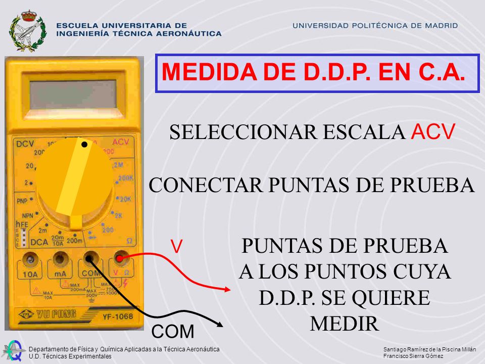 MEDIDA DE D.D.P. EN C.A. SELECCIONAR ESCALA ACV