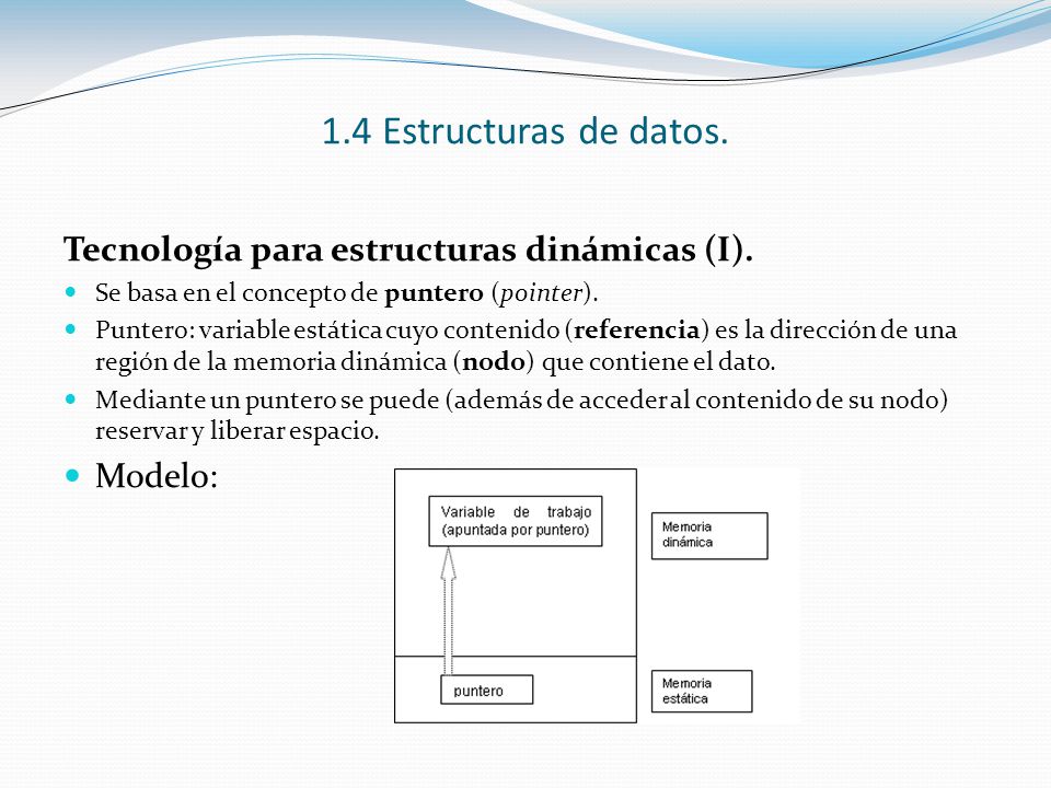 1.4 Estructuras de datos. Tecnología para estructuras dinámicas (I).