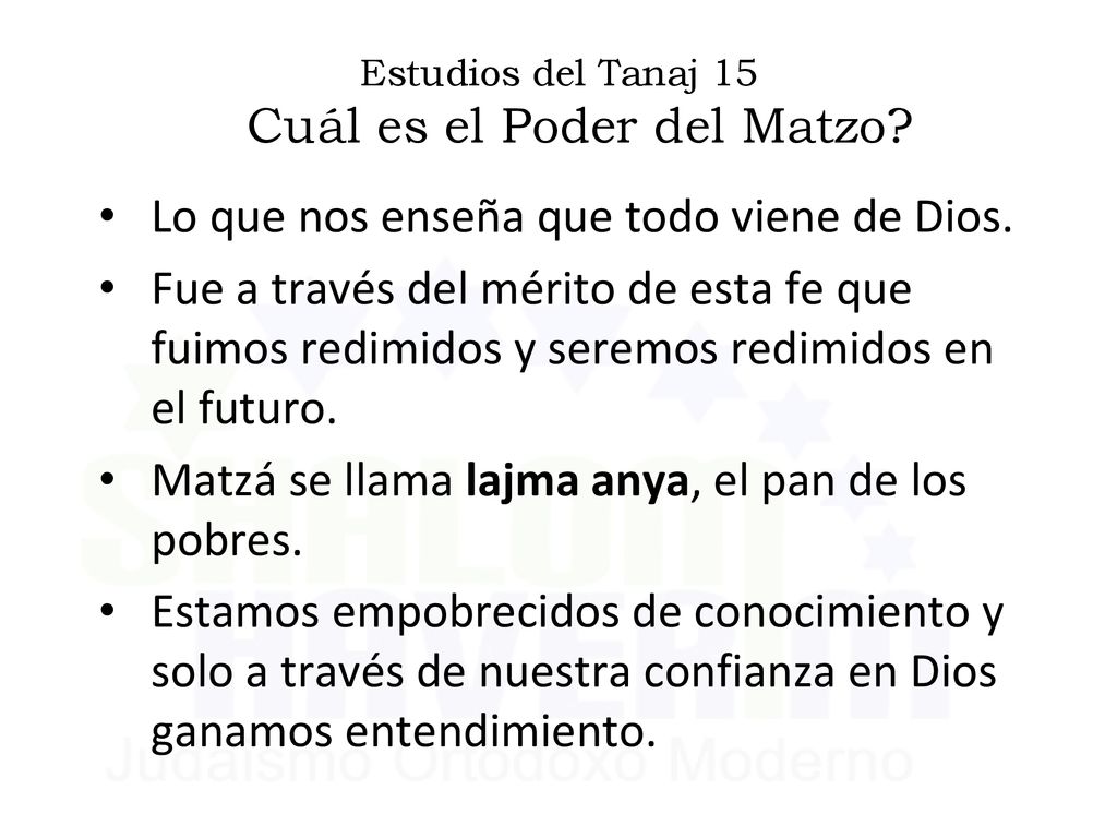 Estudios del Tanaj 15 Cuál es el Poder del Matzo