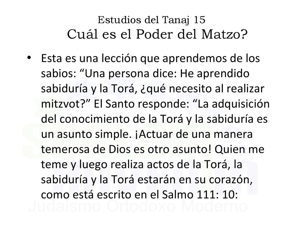 Estudios del Tanaj 15 Cuál es el Poder del Matzo