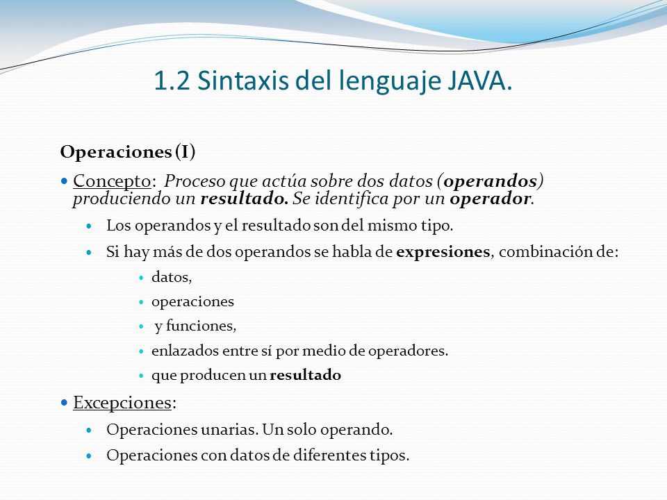 1.2 Sintaxis del lenguaje JAVA.