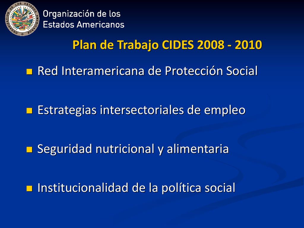 Plan de Trabajo CIDES Red Interamericana de Protección Social. Estrategias intersectoriales de empleo.