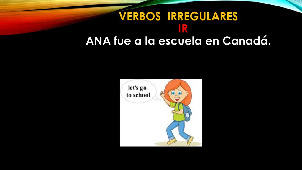 Verbos Irregulares IR ana fue a la escuela en Canadá.