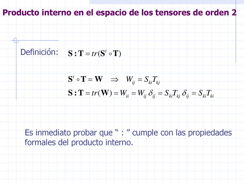 Producto interno en el espacio de los tensores de orden 2