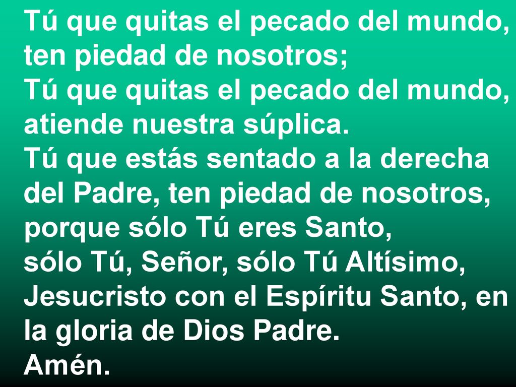 Tú que quitas el pecado del mundo, ten piedad de nosotros;