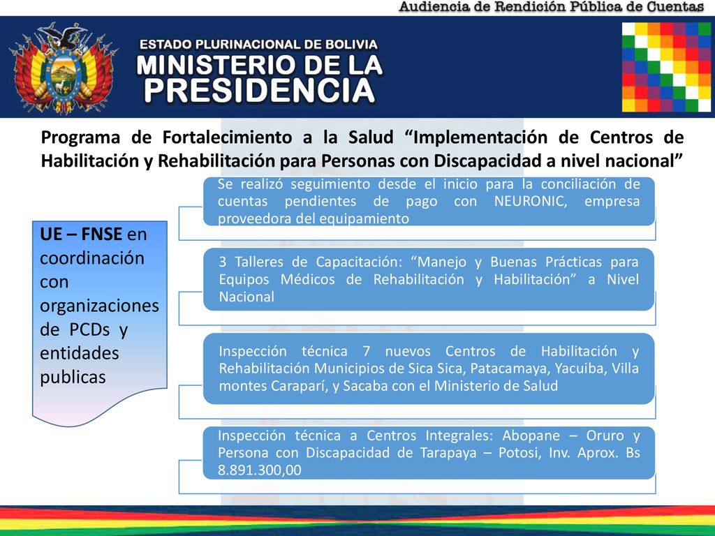 Programa de Fortalecimiento a la Salud Implementación de Centros de Habilitación y Rehabilitación para Personas con Discapacidad a nivel nacional