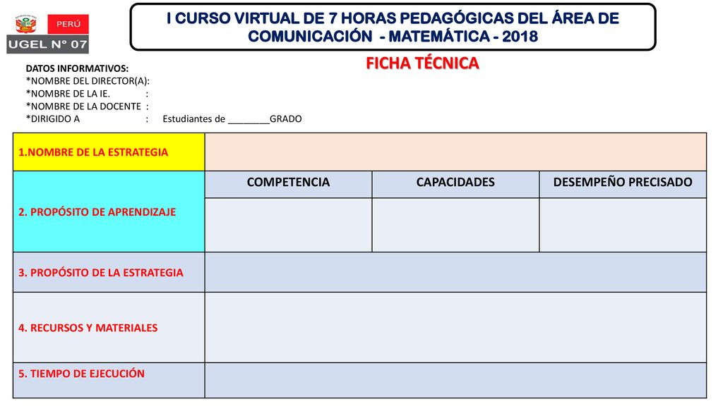 I CURSO VIRTUAL DE 7 HORAS PEDAGÓGICAS DEL ÁREA DE COMUNICACIÓN - MATEMÁTICA