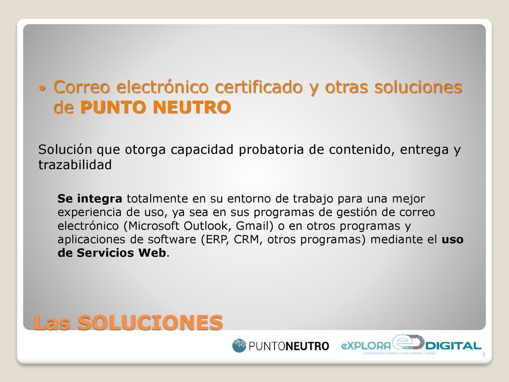 Correo electrónico certificado y otras soluciones de PUNTO NEUTRO