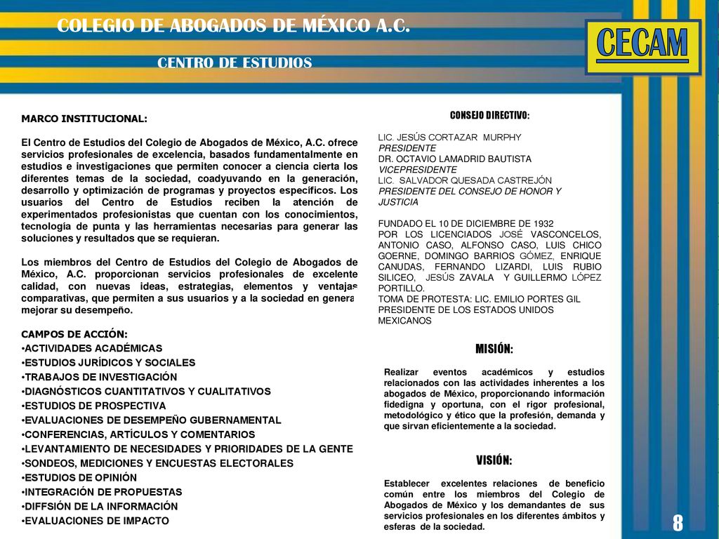CECAM COLEGIO DE ABOGADOS DE MÉXICO A.C CENTRO DE ESTUDIOS