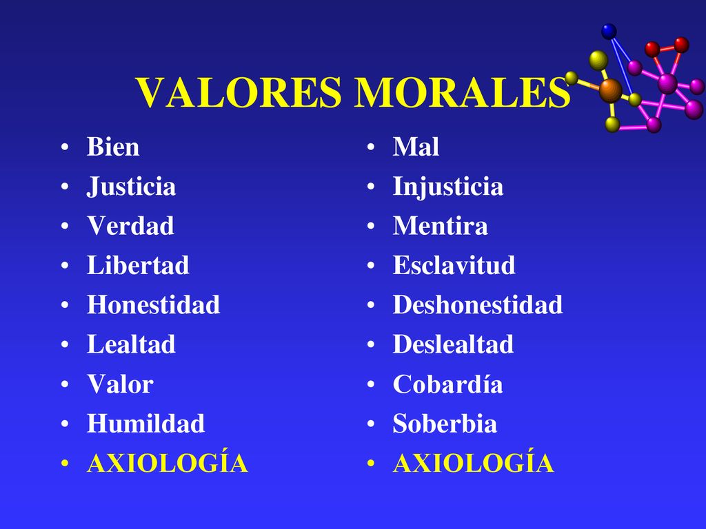 VALORES MORALES Bien Justicia Verdad Libertad Honestidad Lealtad Valor