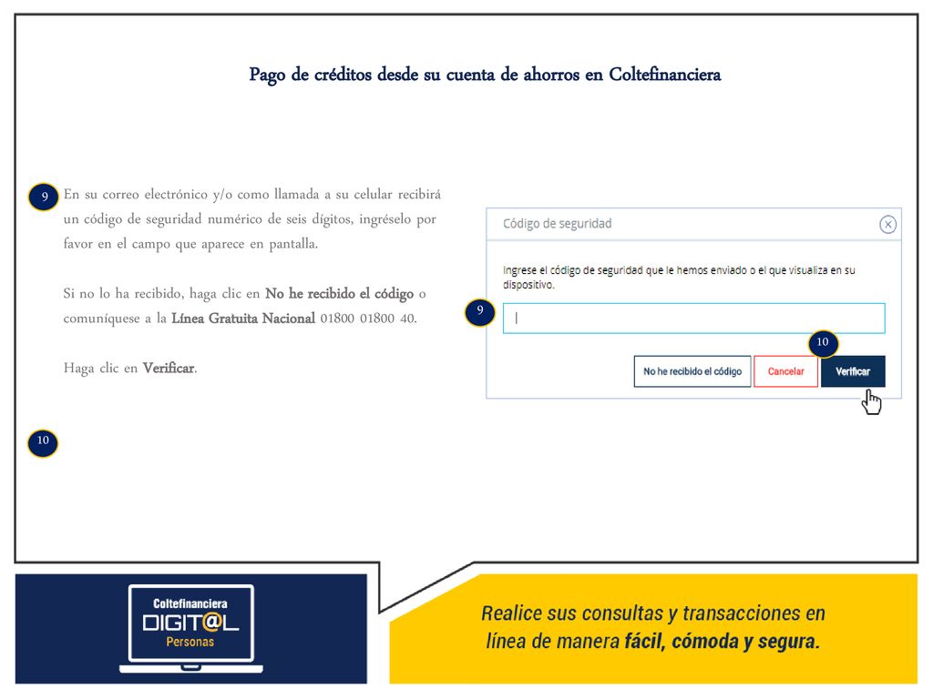 Pago de créditos desde su cuenta de ahorros en Coltefinanciera
