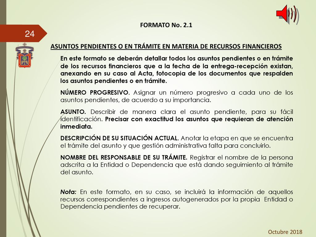 ASUNTOS PENDIENTES O EN TRÁMITE EN MATERIA DE RECURSOS FINANCIEROS