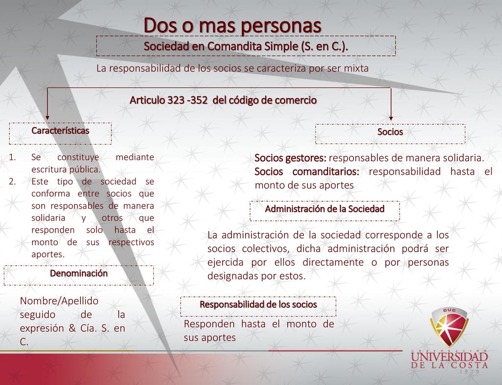Dos o mas personas Sociedad en Comandita Simple (S. en C.).
