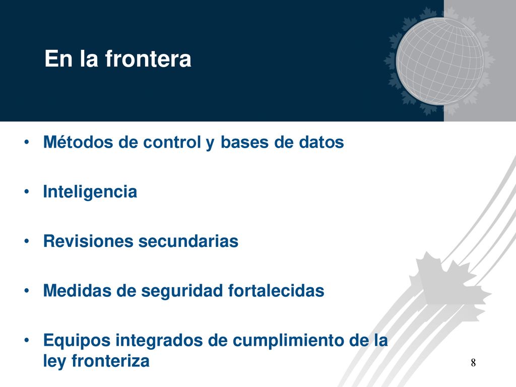 En la frontera Métodos de control y bases de datos Inteligencia