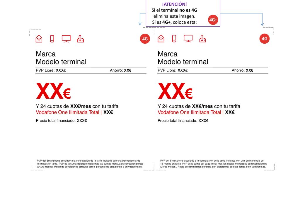 XX€ XX€ Marca Modelo terminal Marca Modelo terminal