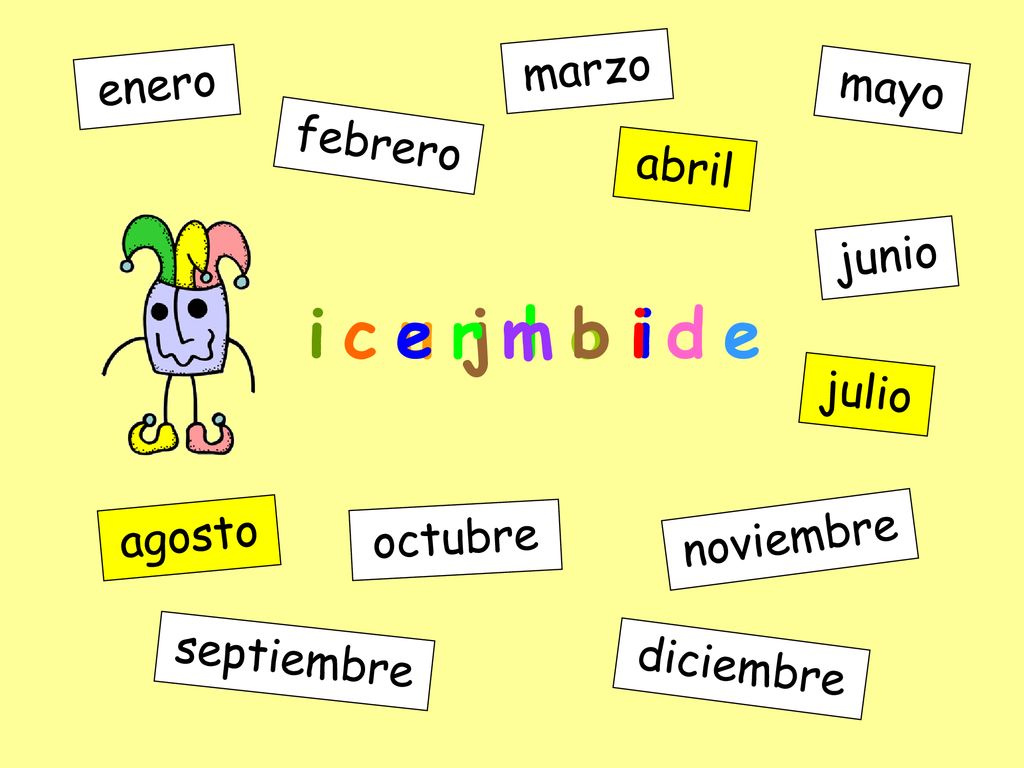 i c e r m b i d e marzo enero mayo febrero abril junio julio agosto