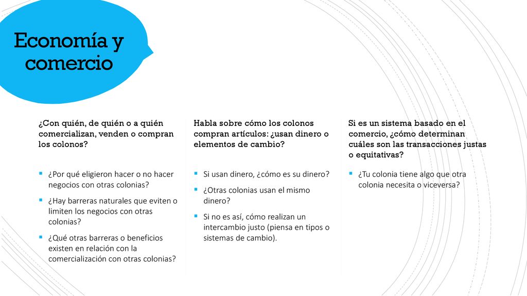 Economía y comercio ¿Con quién, de quién o a quién comercializan, venden o compran los colonos