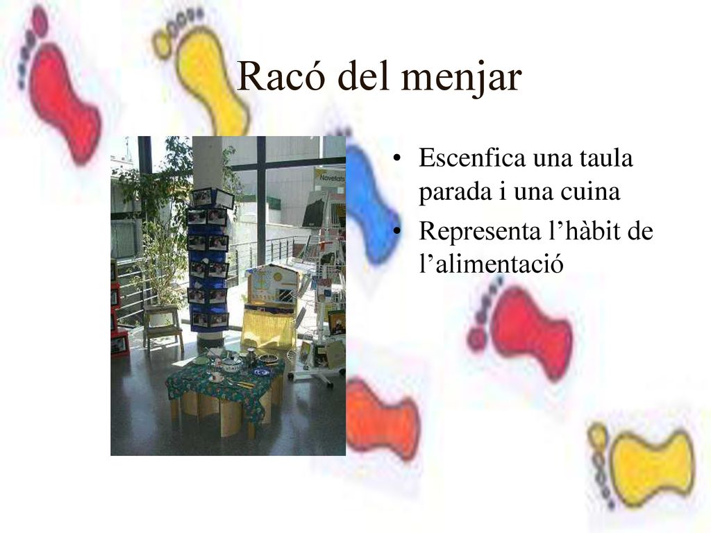 Racó del menjar Escenfica una taula parada i una cuina