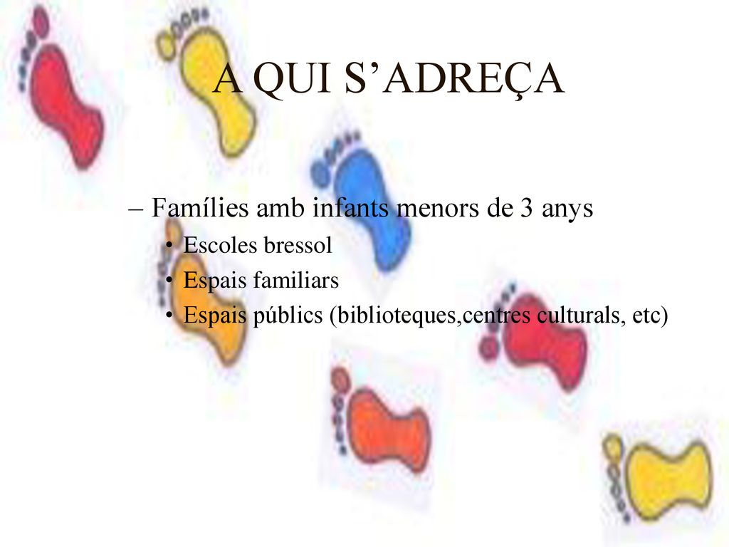 A QUI S’ADREÇA Famílies amb infants menors de 3 anys Escoles bressol