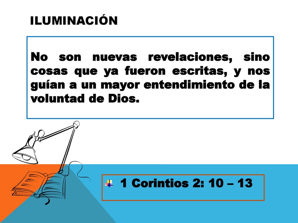 ILUMINACIÓN No son nuevas revelaciones, sino cosas que ya fueron escritas, y nos guían a un mayor entendimiento de la voluntad de Dios.
