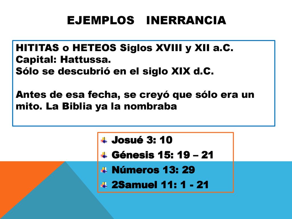 Ejemplos inerrancia HITITAS o HETEOS Siglos XVIII y XII a.C.